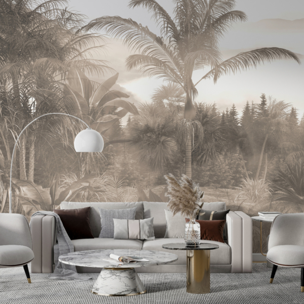 Nástěnná malba Vysoká palma v mlze