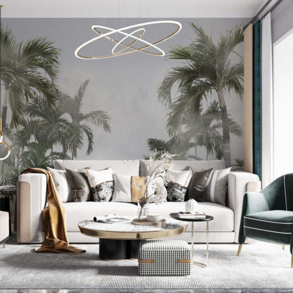 Nástěnná malba Vysoké palmy v mlze