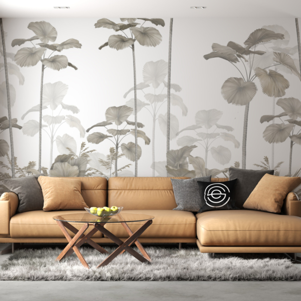 Nástěnná malba Vysoké palmy mezi travinami