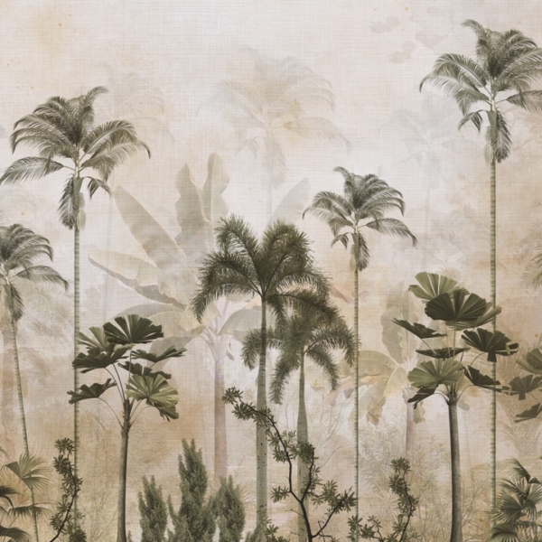 Nástěnná malba Vysoké palmy za mlhou