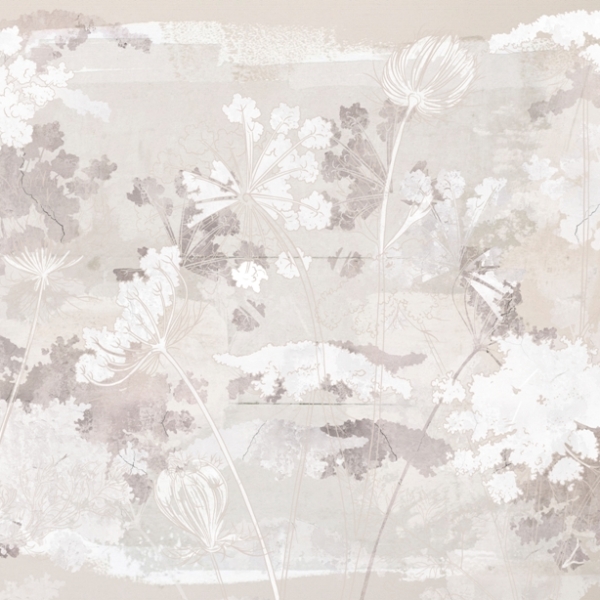 Nástěnný obrys bílých rostlin