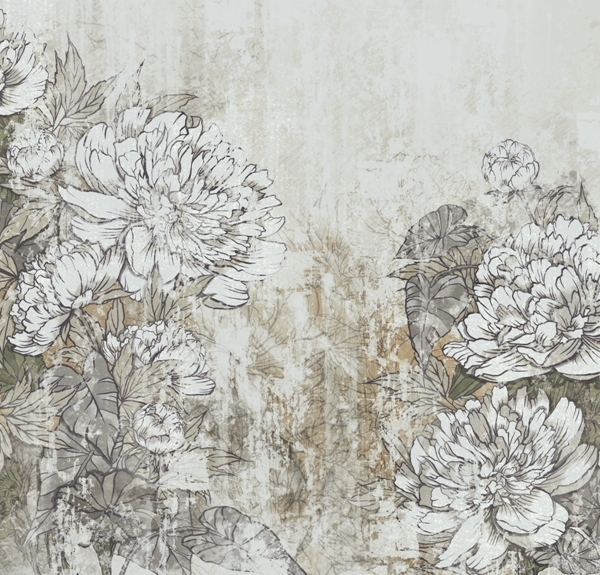 Nástěnná malba Encrusted Peonies