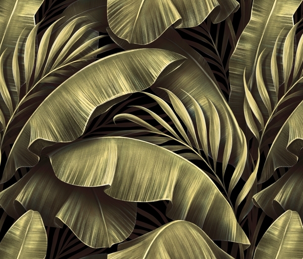 Tropické listy zelené nástěnné malby