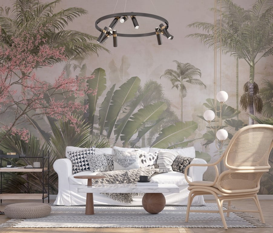 Nástěnná malba Zelená džungle v mlze