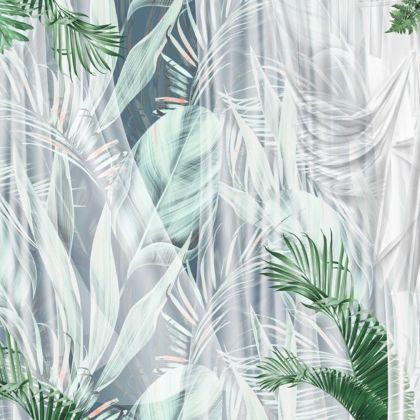 Nástěnná malba Zelené listy za oponou