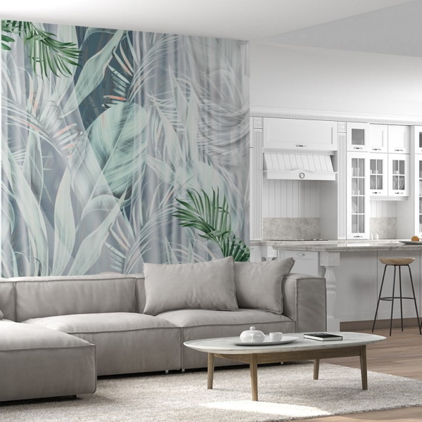 Nástěnná malba Zelené listy za oponou