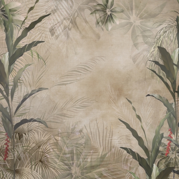 Nástěnné zelené listy v sépiové barvě