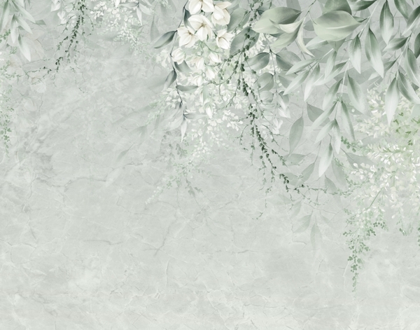 Zelené listy nástěnná malba