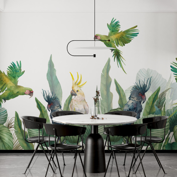 Nástěnná malba Zelení papoušci