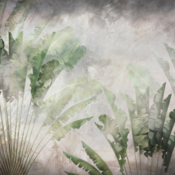 Nástěnná malba Zelené větráky v mlze