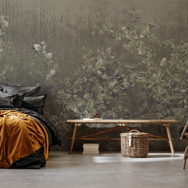 Nástěnná malba Zelený břečťan na tmavém pozadí