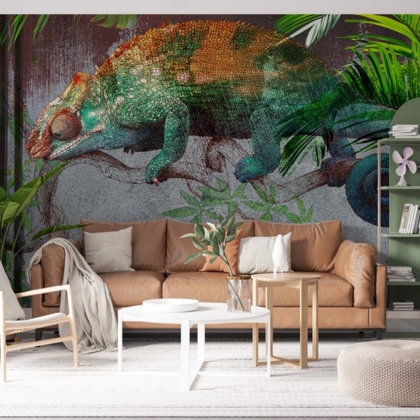 Nástěnná malba Zelený chameleon