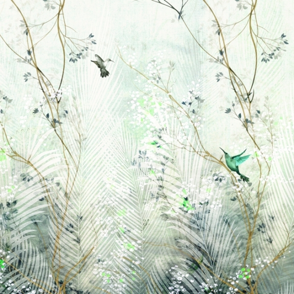 Zelený kolibřík na zdi