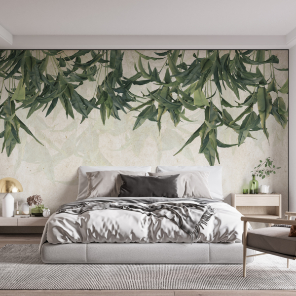 Zelená nástěnná malba na stropě