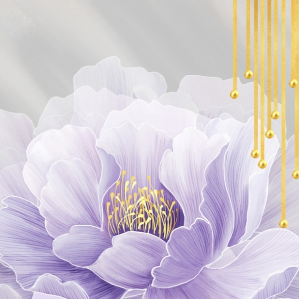 Nástěnná malba Zlaté koule a květina