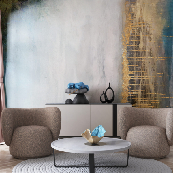 Zlatá a bílá nástěnná malba