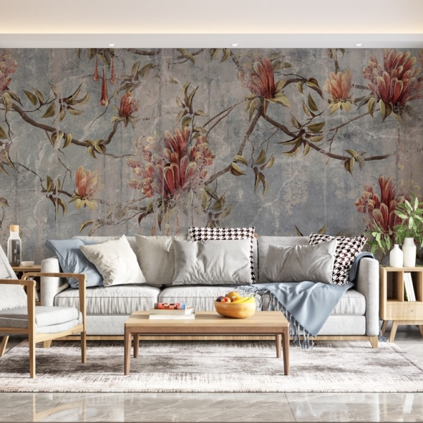 Nástěnná malba Zničený květinový motiv