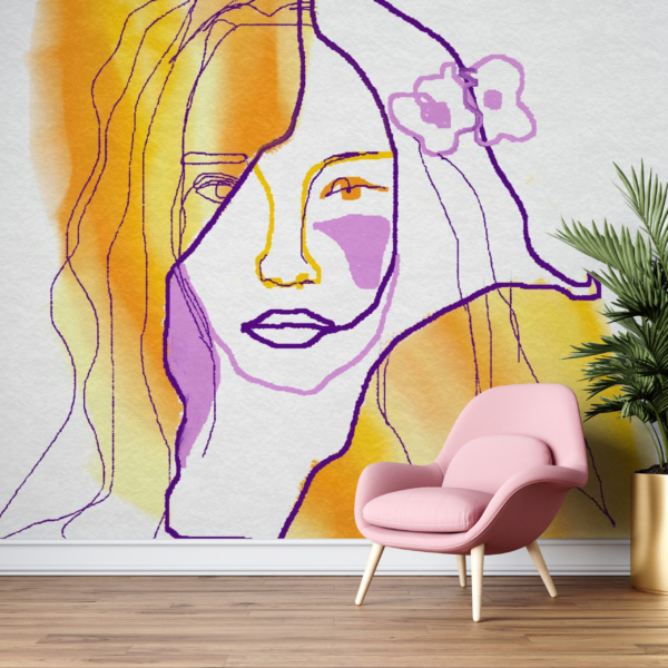 Nástěnná malba Žlutá dívka