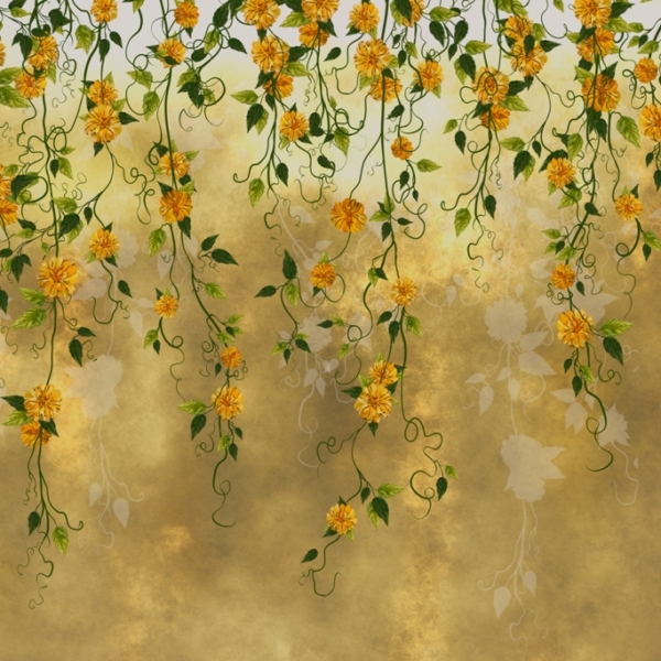 Nástěnná žlutá kaskáda květin