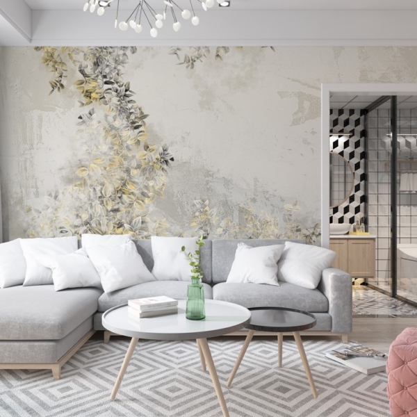 Fotopast Zlaté listy v šedé barvě