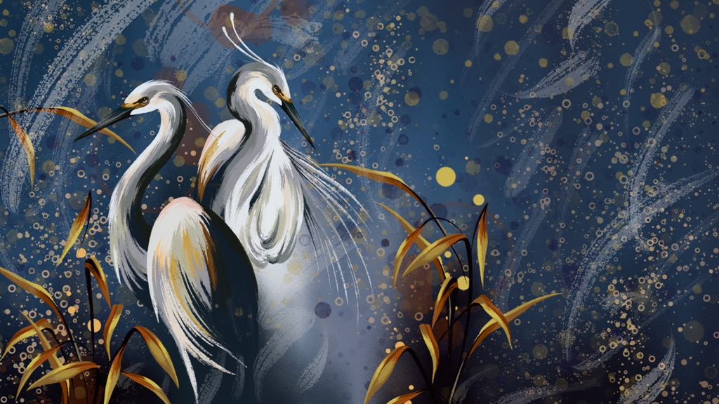 Fototapeta-Zurawie-Na-Granatowym-Tle_2260392623-1