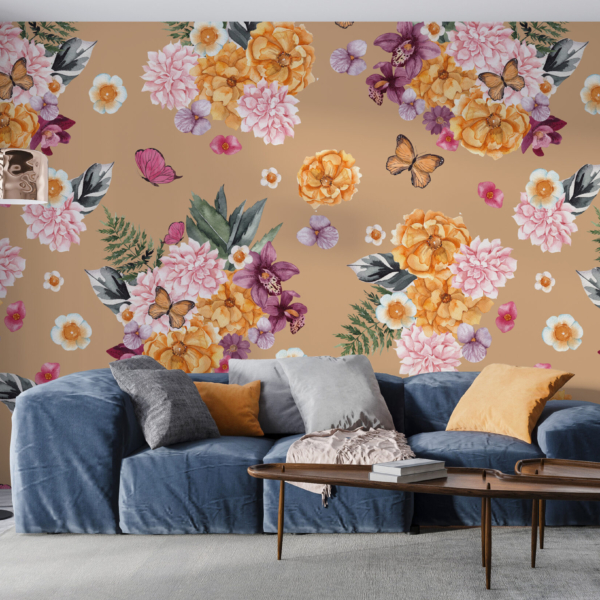 Photowall Veselé květiny a motýli