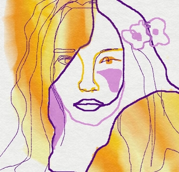 Nástěnná malba Žlutá dívka