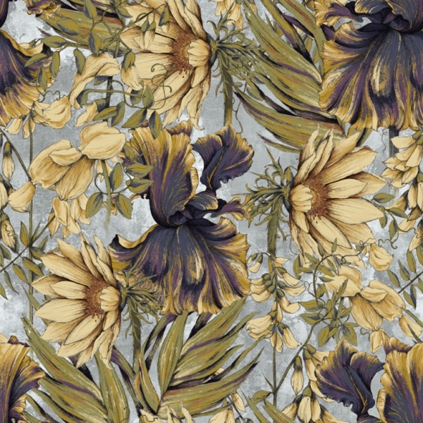 Nástěnná malba barevných květin