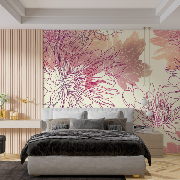 Nástěnná malba Květiny v růžové
