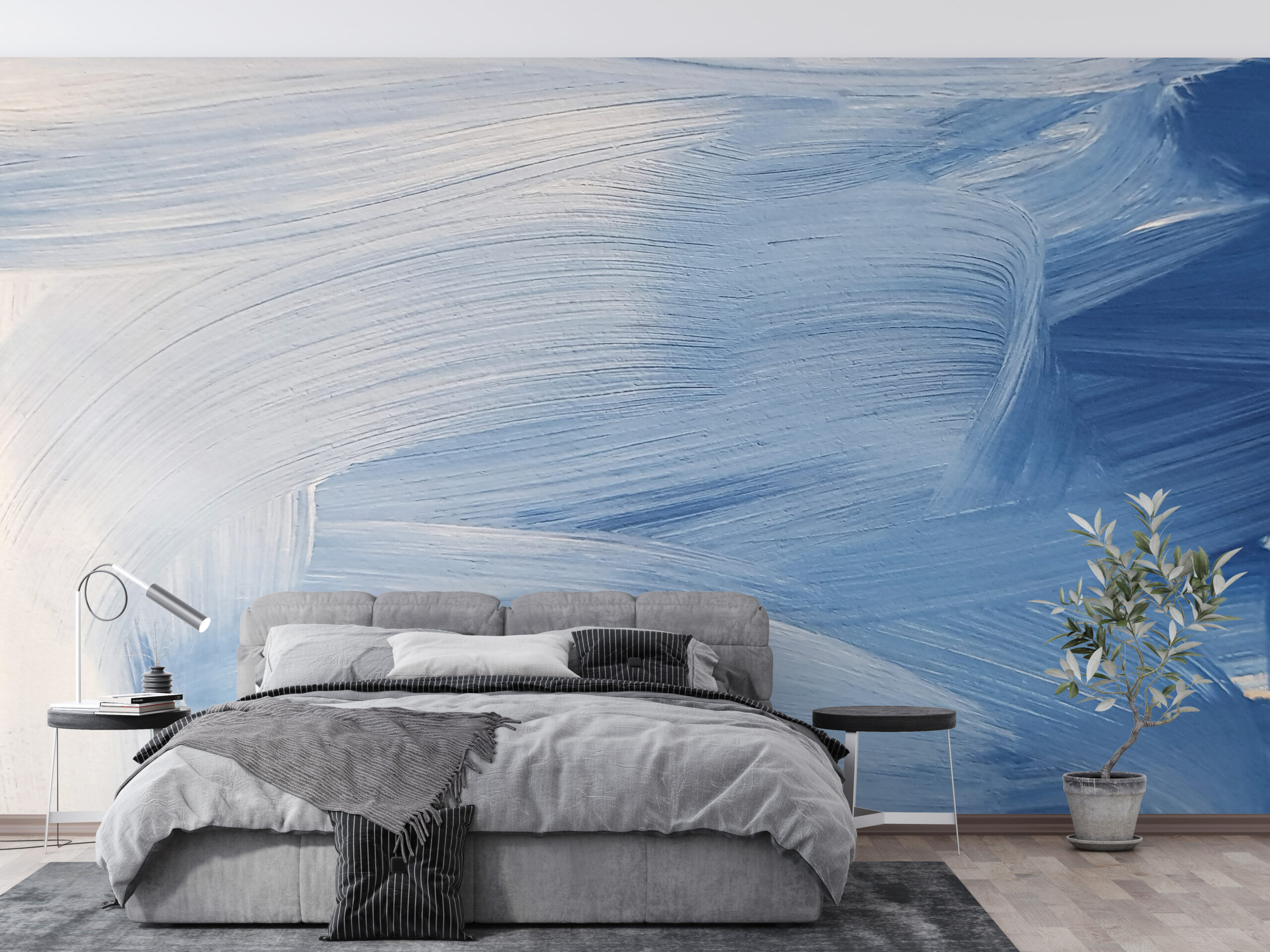 Nástěnná malba Štětcem malovaná modrá