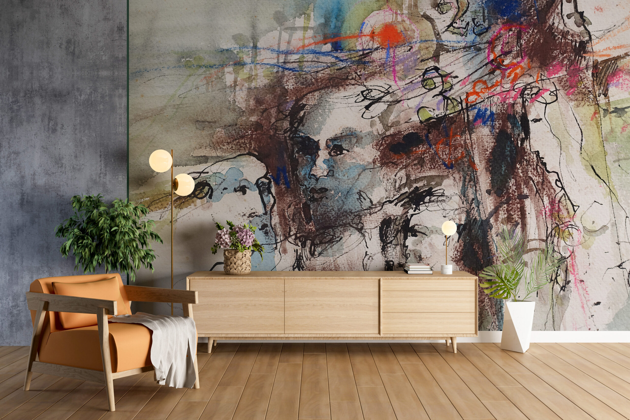 Nástěnná malba Tváře Abstraktní