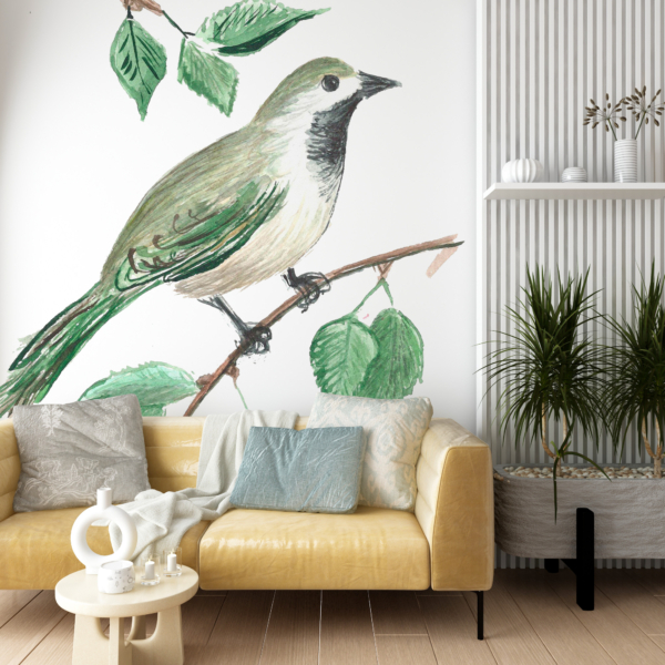 Nástěnná malba Pták na větvi stromu