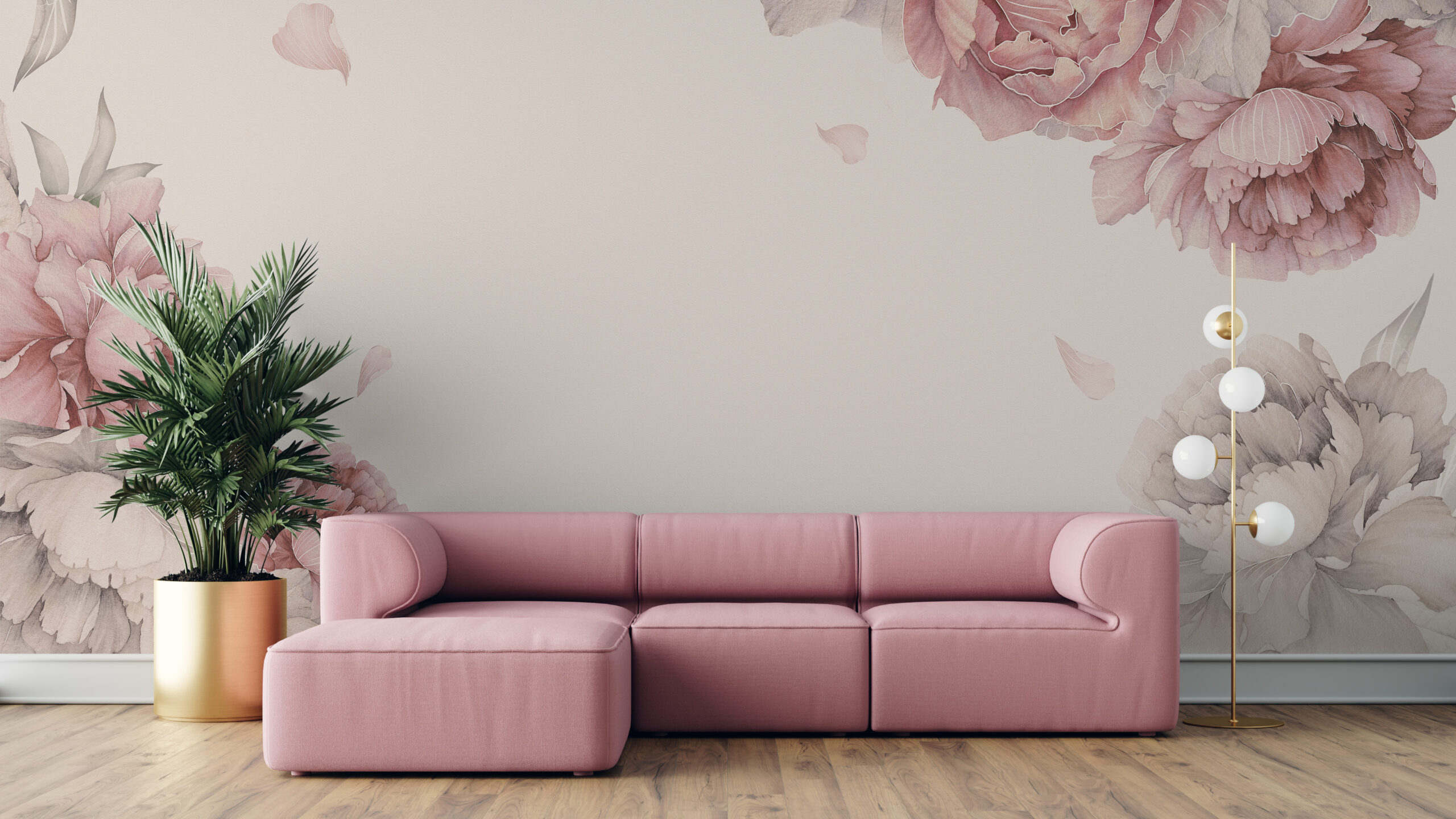 Fototapeta Květiny v růžové a béžové barvě