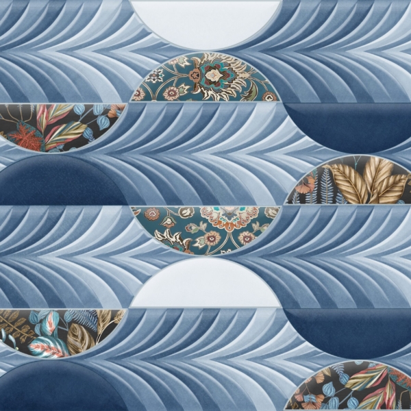 Nástěnná malba Modrý geometrický motiv