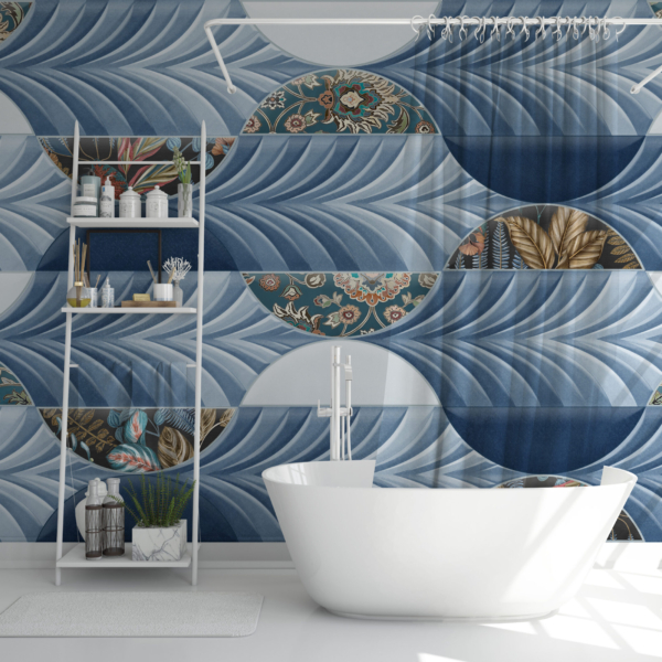 Nástěnná malba Modrý geometrický motiv