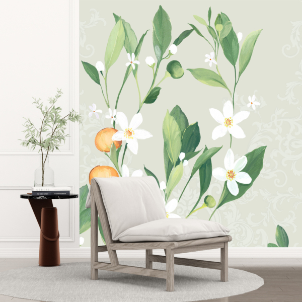 Nástěnná malba bílá a zelená