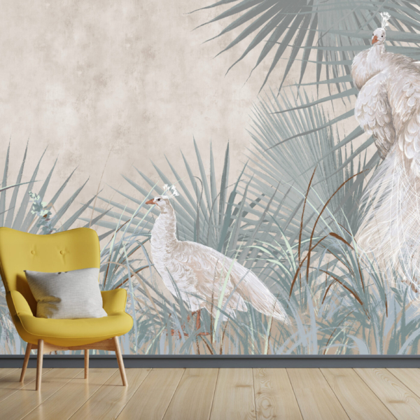 Nástěnná malba bílého páva
