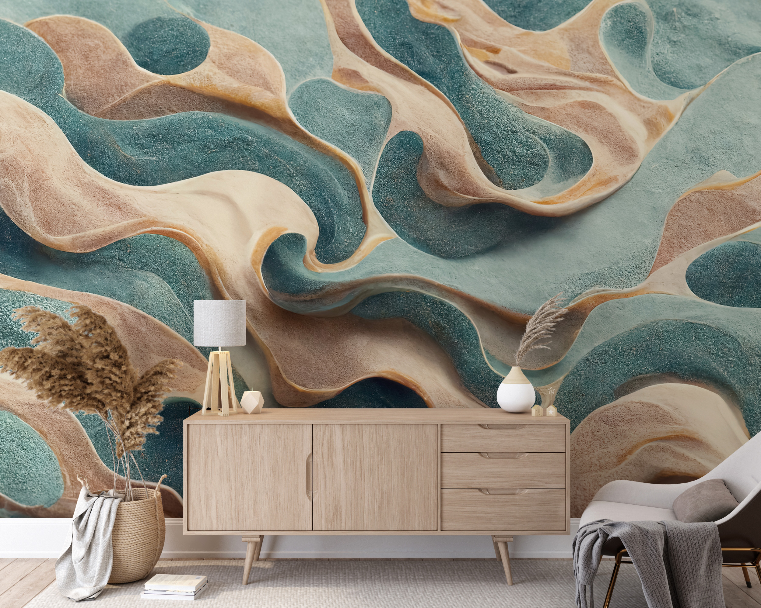 Nástěnná malba Zlaté vlny