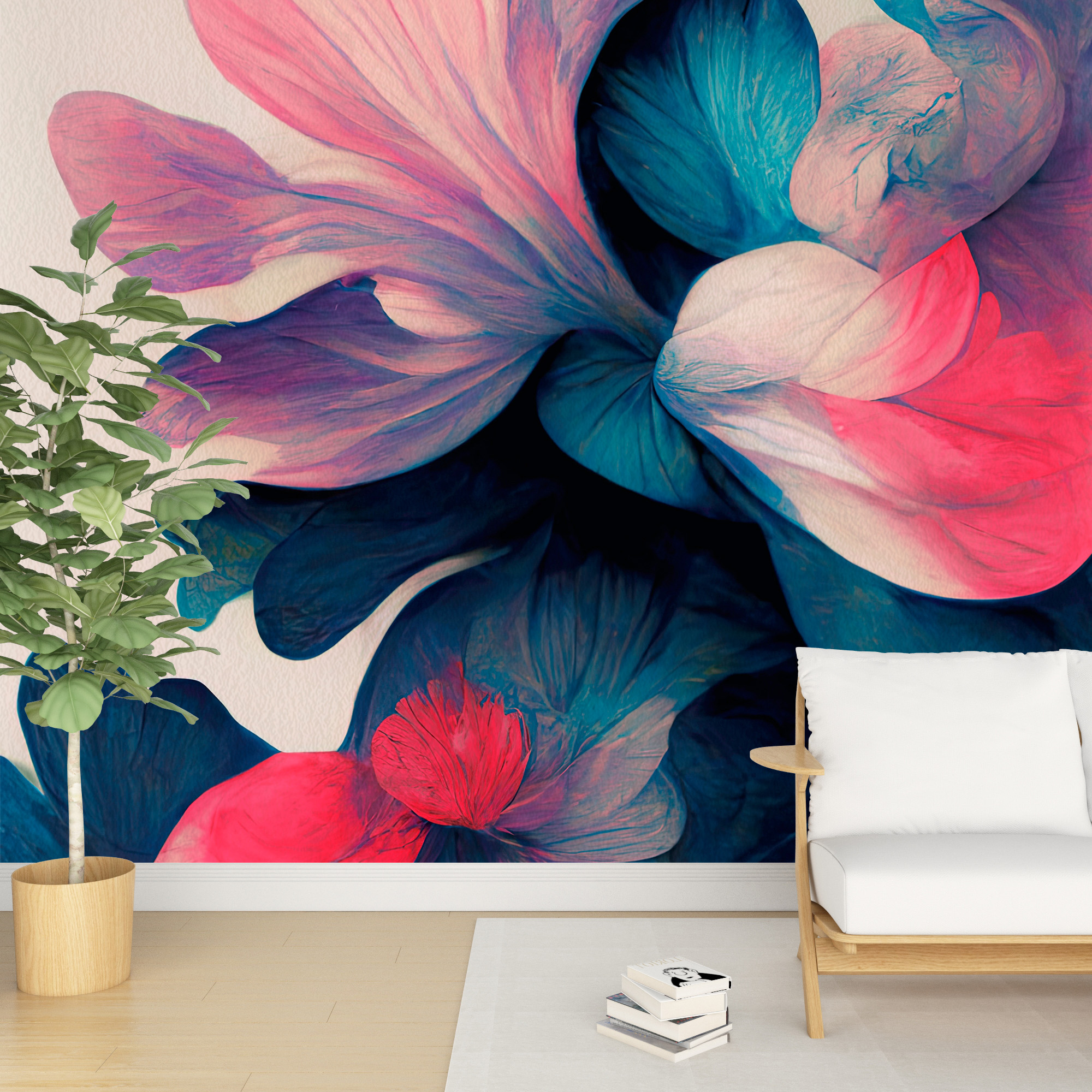 Fototapeta Květiny v růžové a námořnické modři