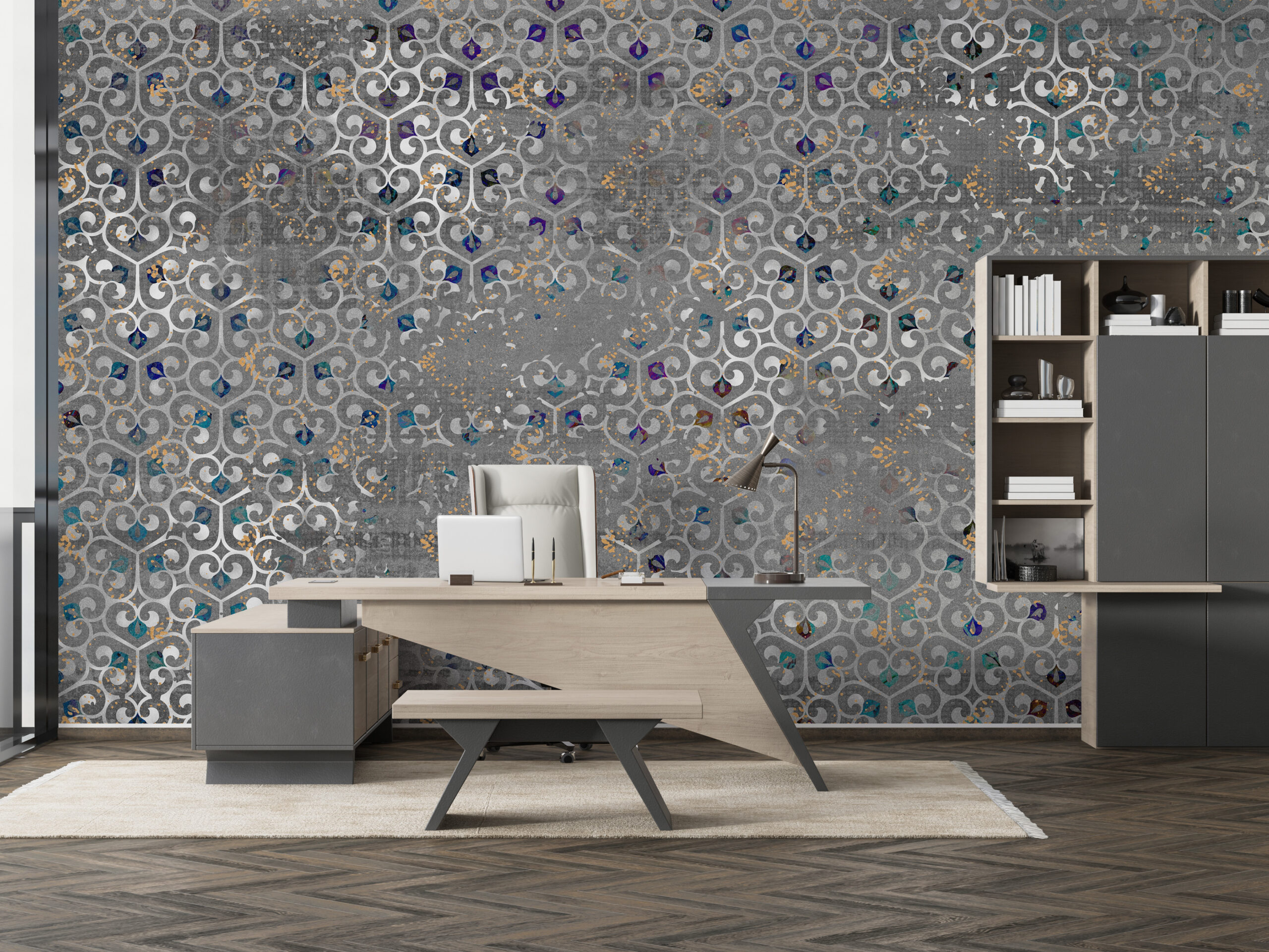 Nástěnná malba Grey Mandala