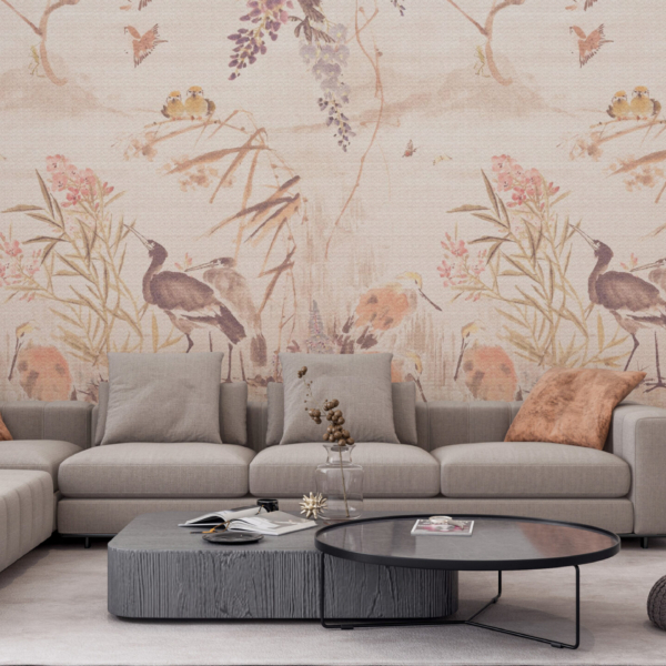 Nástěnná ptačí zahrada v béžové barvě