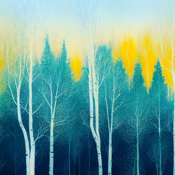 Nástěnná malba Východ slunce nad lesem