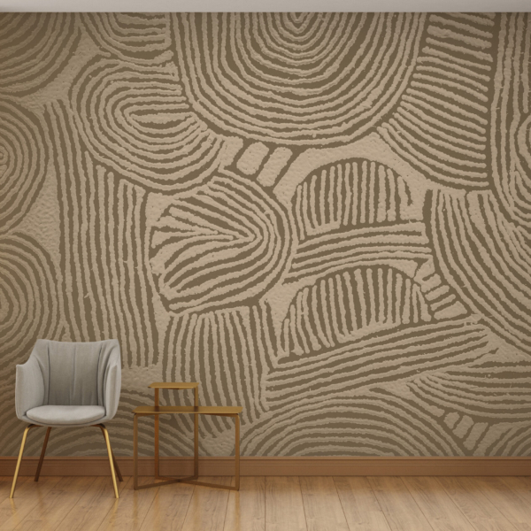 Vzory nástěnných maleb v hnědé a béžové barvě