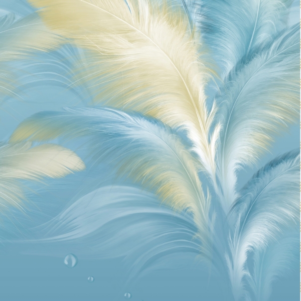 Nástěnná malba modrých a zlatých per