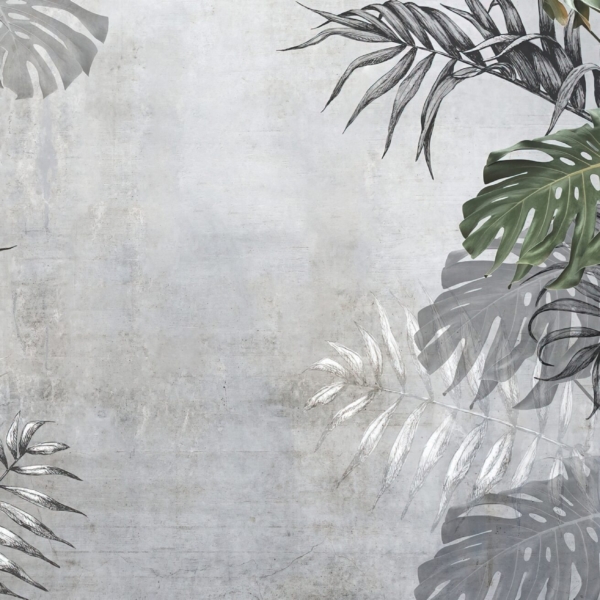 Fotopáska Tropické listy v šedé barvě