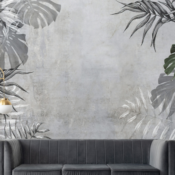 Fotopáska Tropické listy v šedé barvě