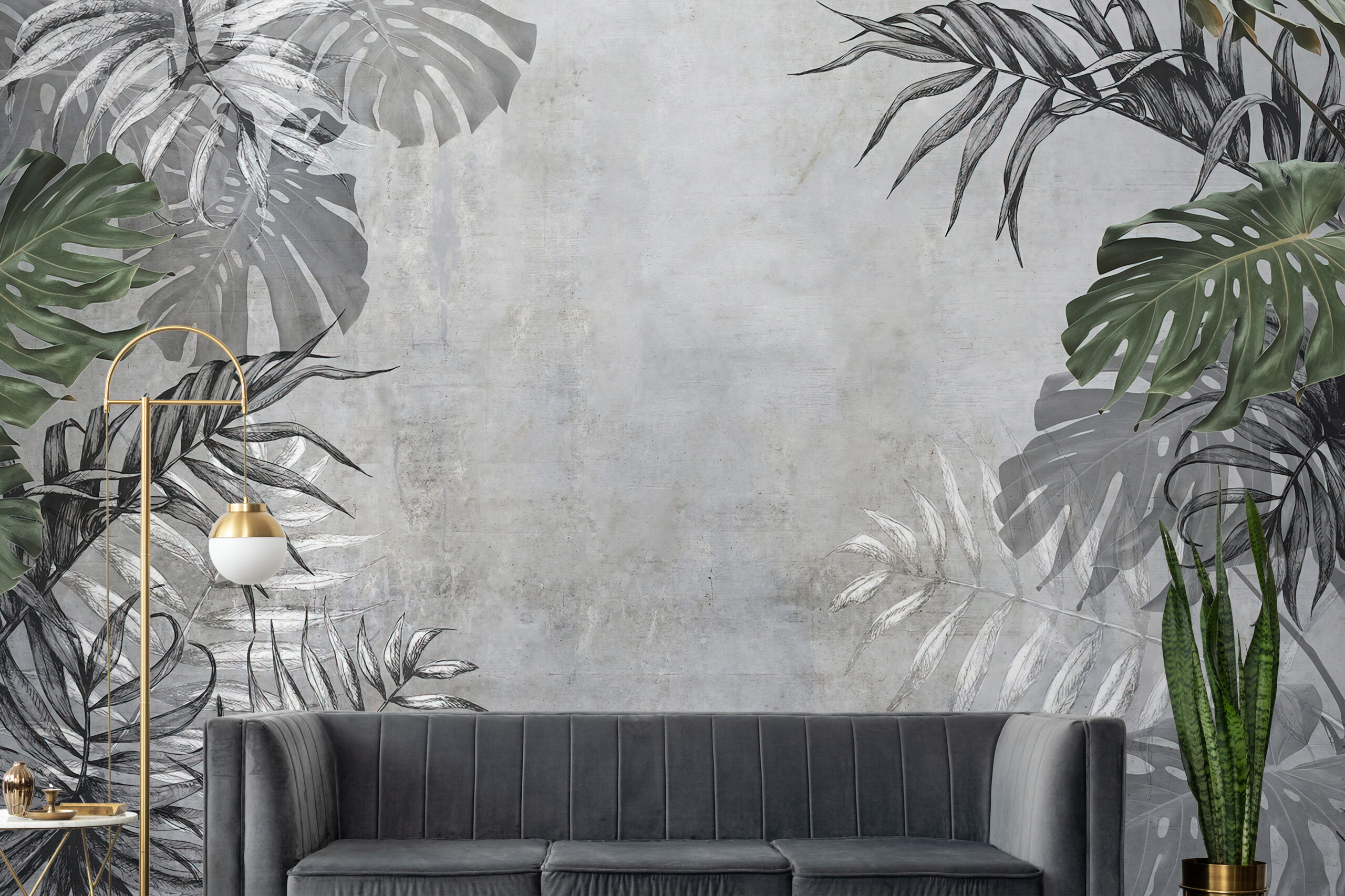 Fotopáska Tropické listy v šedé barvě