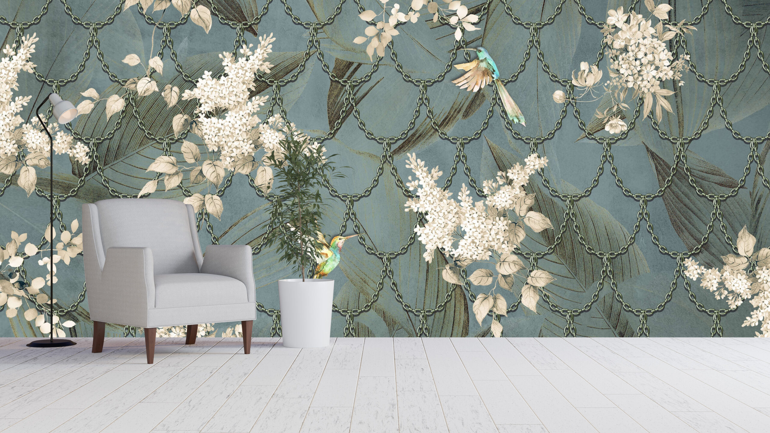 Nástěnná malba Tropický les za řetězy