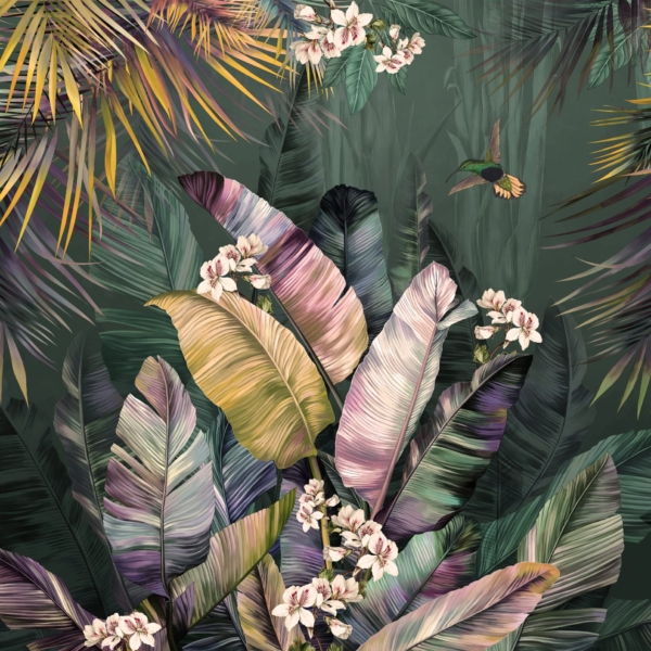 Nástěnná malba Tropical Leaves Dark