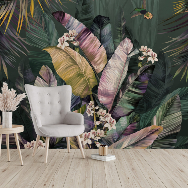 Nástěnná malba Tropical Leaves Dark